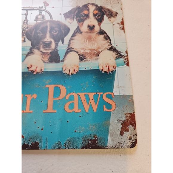 Wash Your Paws, Rustic-looking Metal Sign, 8x12 Dogs Bath - Picture 6 of 7